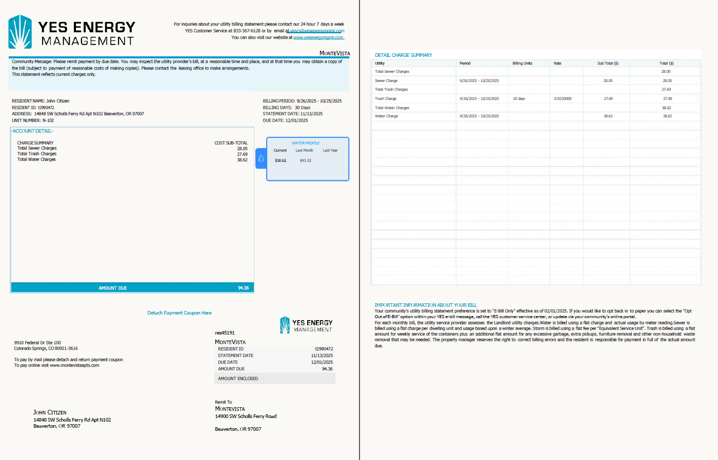  Minol USA business utility bill 